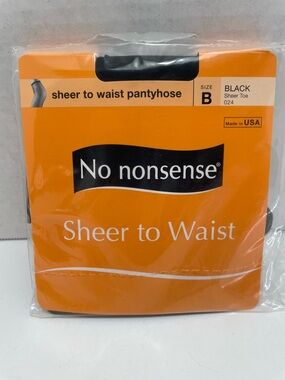 No Nonsense Sheer to Waist Pantyhose - Black, Size B, NIP